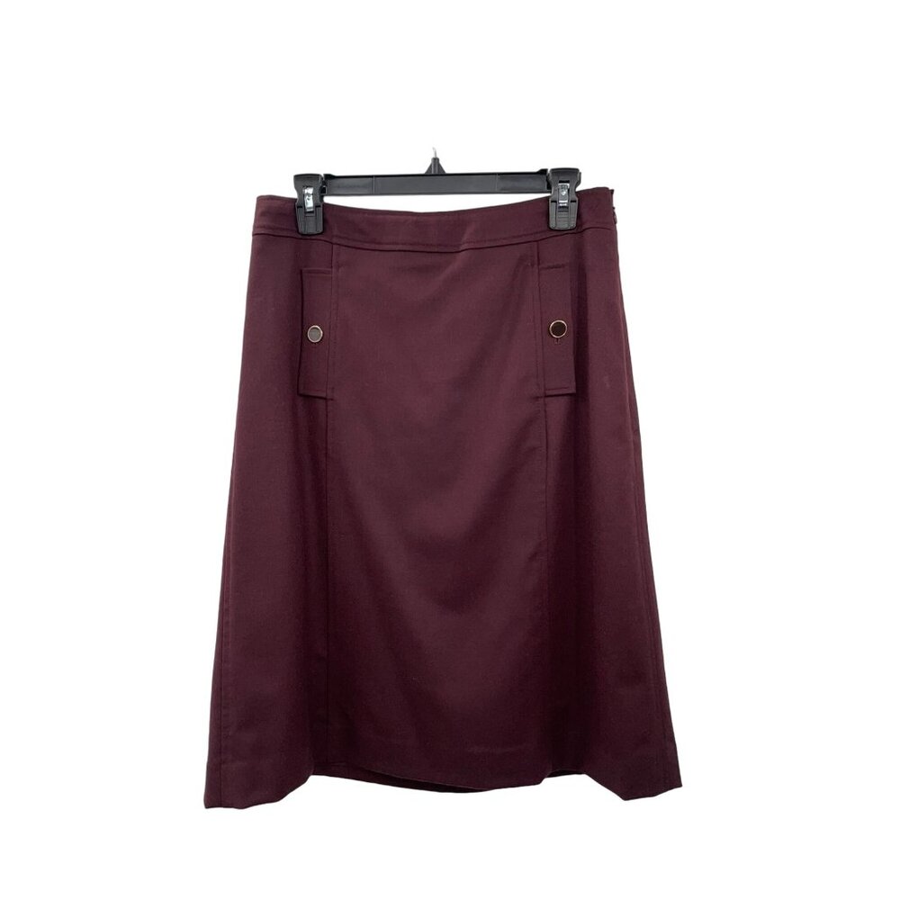 Talbots Skirt Womens 4 Used Burgundy Lined Wool Blend